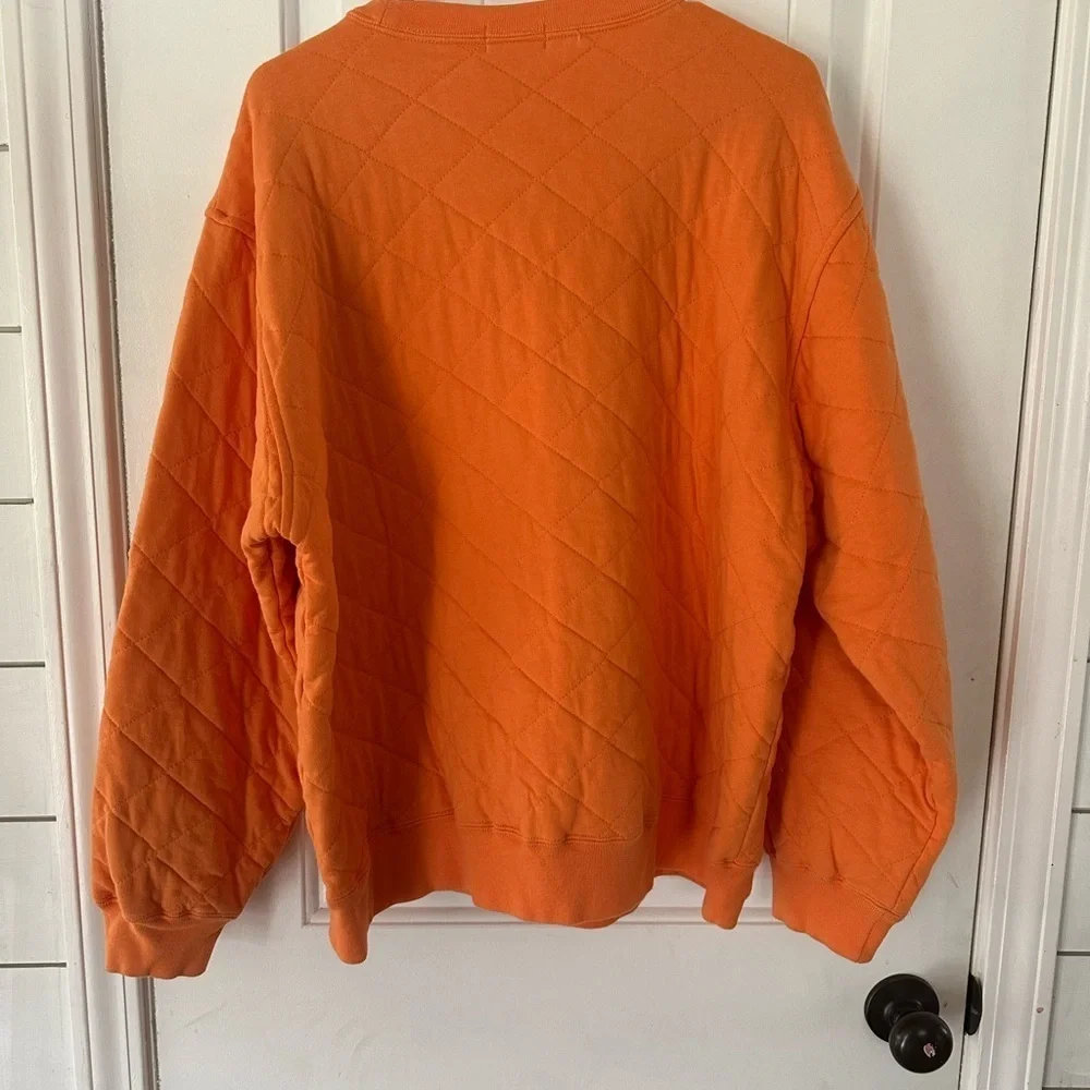 Orange Quilted Men's pullover 100% cotton preppy
